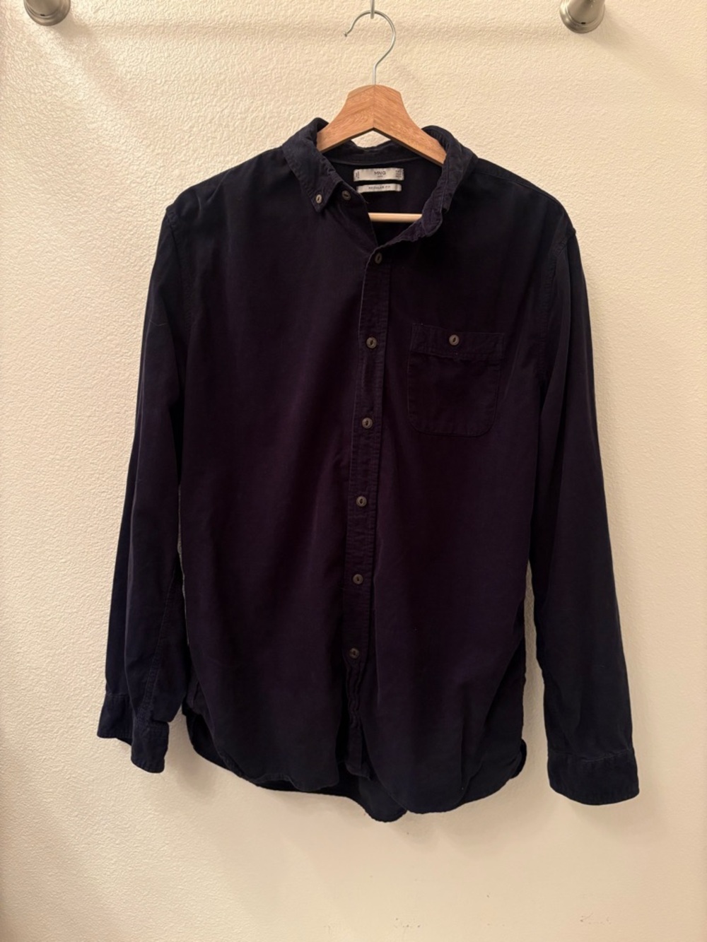 Mango men’s navy corduroy shirt